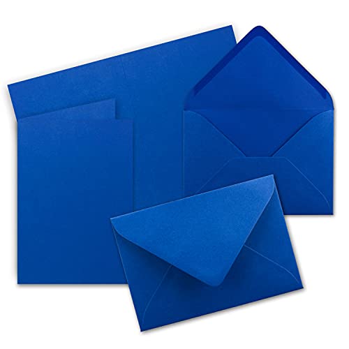 Faltkarten Set mit Brief-Umschlägen DIN A6 / C6 in Royalblau/Königsblau - 200 Sets - 14,8 x 10,5 cm - Premium Qualität - Serie FarbenFroh von Neuser
