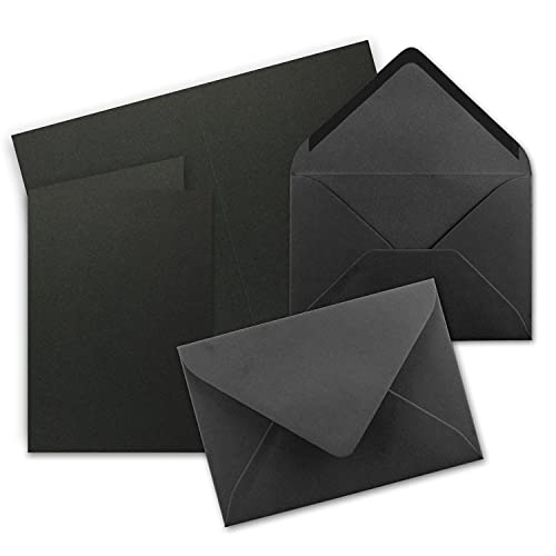 Faltkarten Set mit Brief-Umschlägen DIN A6 / C6 in Schwarz - 25 Sets - 14,8 x 10,5 cm - Premium Qualität - Serie FarbenFroh von Neuser