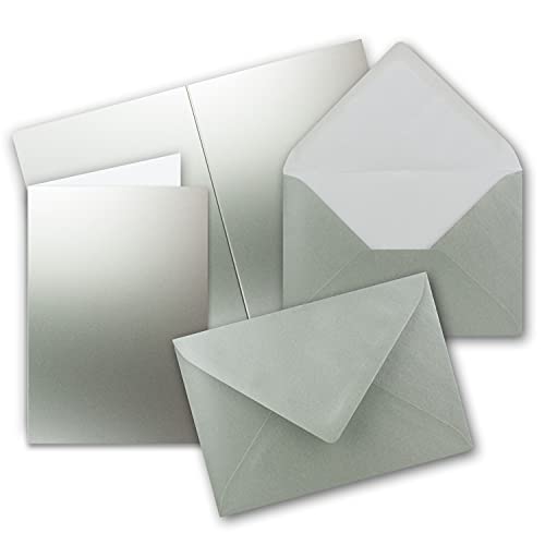Faltkarten SET mit Brief-Umschlägen DIN A6 / C6 in Silber - 100 Sets - 14,8 x 10,5 cm - Premium Qualität - Serie FarbenFroh von Neuser