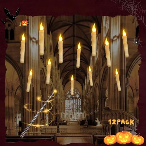 Neusky Halloween-Dekorationen – LED-Kerzen mit Fernbedienung – für den Innenbereich, Zuhause, Zimmer, Klassenzimmer, Schlafzimmer, Geburtstagsparty (12) von Neusky