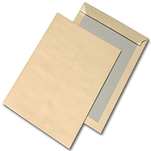 125 Versandtaschen B4 250x353mm mit Papprückwand / Kartonrücken 120g/m², braun (natron), ohne Fenster, haftklebend, HK von Neutral