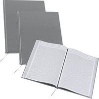 3 Notizbücher DIN A4 kariert, silber Hardcover 192 Seiten von Neutral