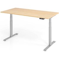 Base Lite elektrisch höhenverstellbarer Schreibtisch ahorn rechteckig, T-Fuß-Gestell silber 160,0 x 80,0 cm von Neutral