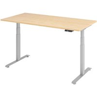 Base Lite elektrisch höhenverstellbarer Schreibtisch ahorn rechteckig, T-Fuß-Gestell silber 160,0 x 80,0 cm von Neutral