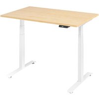 Base Lite elektrisch höhenverstellbarer Schreibtisch ahorn rechteckig, T-Fuß-Gestell weiß 120,0 x 80,0 cm von Neutral