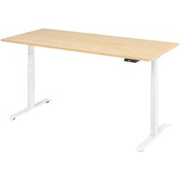 Base Lite elektrisch höhenverstellbarer Schreibtisch ahorn rechteckig, T-Fuß-Gestell weiß 180,0 x 80,0 cm von Neutral