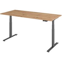 Base Lite elektrisch höhenverstellbarer Schreibtisch asteiche rechteckig, T-Fuß-Gestell grau 180,0 x 80,0 cm von Neutral