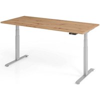 Base Lite elektrisch höhenverstellbarer Schreibtisch asteiche rechteckig, T-Fuß-Gestell silber 180,0 x 80,0 cm von Neutral