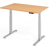Base Lite elektrisch höhenverstellbarer Schreibtisch buche rechteckig, T-Fuß-Gestell silber 120,0 x 80,0 cm von Neutral