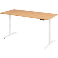 BaseLite elektrisch höhenverstellbarer Schreibtisch buche rechteckig, T-Fuß-Gestell weiß 180,0 x 80,0 cm BaseLite elektrisch höhenverstellbarer Schreibtisch buche rechteckig, T-Fuß-Gestell weiß 180,0 x 80,0 cm von BaseLite