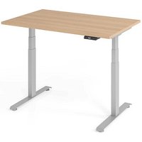 Base Lite elektrisch höhenverstellbarer Schreibtisch eiche rechteckig, T-Fuß-Gestell silber 120,0 x 80,0 cm von Neutral