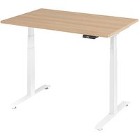 Base Lite elektrisch höhenverstellbarer Schreibtisch eiche rechteckig, T-Fuß-Gestell weiß 120,0 x 80,0 cm von Neutral