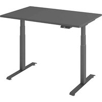 Base Lite elektrisch höhenverstellbarer Schreibtisch grafit rechteckig, T-Fuß-Gestell grau 120,0 x 80,0 cm von Neutral