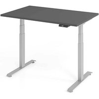 Base Lite elektrisch höhenverstellbarer Schreibtisch grafit rechteckig, T-Fuß-Gestell silber 120,0 x 80,0 cm von Neutral