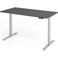 Base Lite elektrisch höhenverstellbarer Schreibtisch grafit rechteckig, T-Fuß-Gestell silber 160,0 x 80,0 cm von Neutral