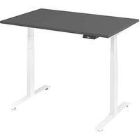 Base Lite elektrisch höhenverstellbarer Schreibtisch grafit rechteckig, T-Fuß-Gestell weiß 120,0 x 80,0 cm von Neutral