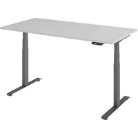 Base Lite elektrisch höhenverstellbarer Schreibtisch lichtgrau rechteckig, T-Fuß-Gestell grau 160,0 x 80,0 cm von Neutral