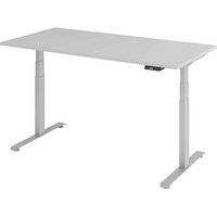 Base Lite elektrisch höhenverstellbarer Schreibtisch lichtgrau rechteckig, T-Fuß-Gestell silber 160,0 x 80,0 cm von Neutral