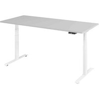 Base Lite elektrisch höhenverstellbarer Schreibtisch lichtgrau rechteckig, T-Fuß-Gestell weiß 180,0 x 80,0 cm von Neutral