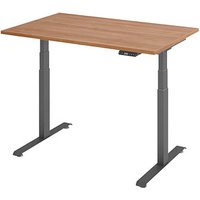 Base Lite elektrisch höhenverstellbarer Schreibtisch nussbaum rechteckig, T-Fuß-Gestell grau 120,0 x 80,0 cm von Neutral