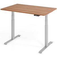 Base Lite elektrisch höhenverstellbarer Schreibtisch nussbaum rechteckig, T-Fuß-Gestell silber 120,0 x 80,0 cm von Neutral
