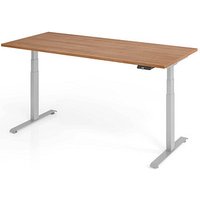 Base Lite elektrisch höhenverstellbarer Schreibtisch nussbaum rechteckig, T-Fuß-Gestell silber 180,0 x 80,0 cm von Neutral