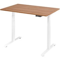 Base Lite elektrisch höhenverstellbarer Schreibtisch nussbaum rechteckig, T-Fuß-Gestell weiß 120,0 x 80,0 cm von Neutral