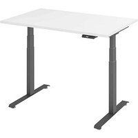 Base Lite elektrisch höhenverstellbarer Schreibtisch weiß rechteckig, T-Fuß-Gestell grau 120,0 x 80,0 cm von Neutral