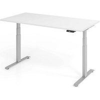 Base Lite elektrisch höhenverstellbarer Schreibtisch weiß rechteckig, T-Fuß-Gestell silber 160,0 x 80,0 cm von Neutral