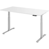 Base Lite elektrisch höhenverstellbarer Schreibtisch weiß rechteckig, T-Fuß-Gestell silber 160,0 x 80,0 cm von Neutral