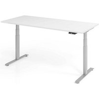 Base Lite elektrisch höhenverstellbarer Schreibtisch weiß rechteckig, T-Fuß-Gestell silber 180,0 x 80,0 cm von Neutral