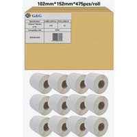 Endlosetikettenrollen für Etikettendrucker weiß, 102,0 x 152,0 mm, 12 x 475 Etiketten von Neutral