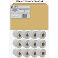 Endlosetikettenrollen für Etikettendrucker weiß, 102,0 x 152,0 mm, 12 x 475 Etiketten von Neutral