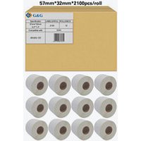 Endlosetikettenrollen für Etikettendrucker weiß, 57,0 x 32,0 mm, 12 x 2100 Etiketten von Neutral