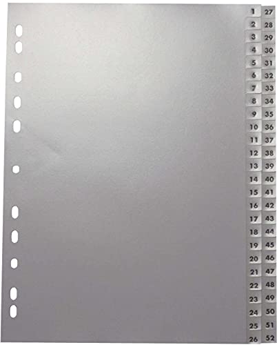 Neutral Zahlenregister 1 52, PP A4, 52 Blatt 2 Abläufe grau von Neutral