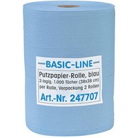 2 Putztuchrolle Basic-Line 2-lagig blau, 1.000 Blätter von Neutral