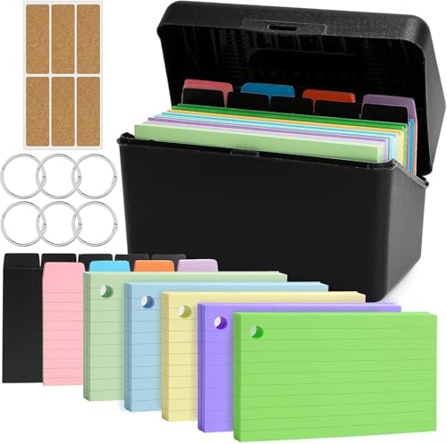 Lernkarteibox Schwarz, Index Box Black, Karteikasten Box, 355 Karteikarten, 5 Trennkarten und 6 Aufkleber, für Unterwegs, Lernen, Notizen, Schule, Büro und Zuhause Lernkarteibox Schwarz, Index Box Black, Karteikasten Box, 355 Karteikarten, 5 Trennkarten und 6 Aufkleber, für Unterwegs, Lernen, Notizen, Schule, Büro und Zuhause von Neuytiky