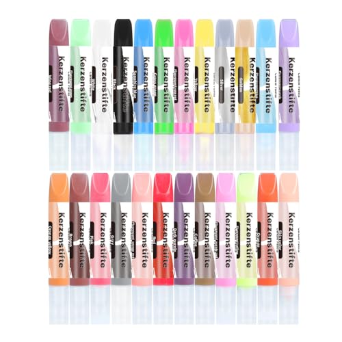 Neuytiky 24 Stück Kerzen Bemalen Set,Kerzen Selber Machen Set,Kerzenstifte 10 ml,Keramik Bemalen,Candle Pen,Wachsstifte für Kerzen von Neuytiky
