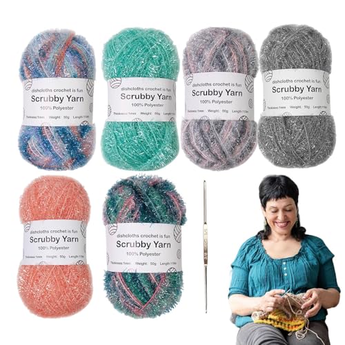 Kratzgarn Set – Buntes Garnset, Glitzerndes Häkelgarn | Hochwertiges Scrubby Garn zum Stricken und Basteln, Strukturierte Fasern für Spültücher, Duschhandtücher, Bastelarbeiten – perfekt für kreative Kratzgarn Set – Buntes Garnset, Glitzerndes Häkelgarn | Hochwertiges Scrubby Garn zum Stricken und Basteln, Strukturierte Fasern für Spültücher, Duschhandtücher, Bastelarbeiten – perfekt für kreative von NevPuose