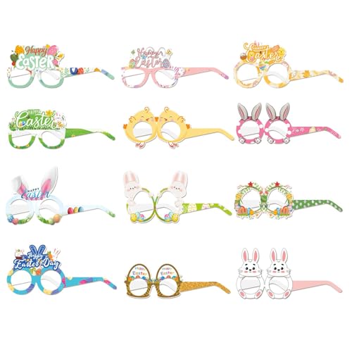 NevPuose Brillenrahmen aus Papier für Ostern, Osterparty-Brille, Requisiten für -Fotokabinen, 12 Stück, lustige Papier-Dekorationen für Osterparty, Brille NevPuose Brillenrahmen aus Papier für Ostern, Osterparty-Brille, Requisiten für -Fotokabinen, 12 Stück, lustige Papier-Dekorationen für Osterparty, Brille von NevPuose