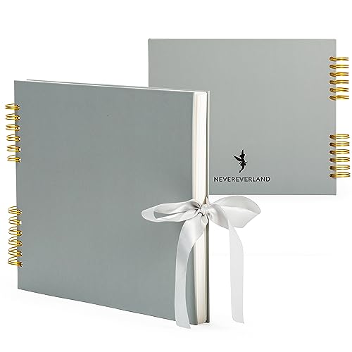 Never Ever Land Scrapbook-Album - 30 x 25 cm Fotoalbum mit 80 glatten 250-g/m²-Seiten - Stabiles Hardcover mit niedlicher Schleife - Perfekt für Baby-, Hochzeits- & Familienfotos – Grau Never Ever Land Scrapbook-Album - 30 x 25 cm Fotoalbum mit 80 glatten 250-g/m²-Seiten - Stabiles Hardcover mit niedlicher Schleife - Perfekt für Baby-, Hochzeits- & Familienfotos – Grau von Never Ever Land