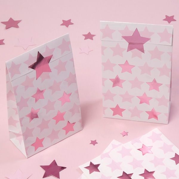 Geschenktütchen "Kleiner Stern" in rosa, 5er Pack von Neviti