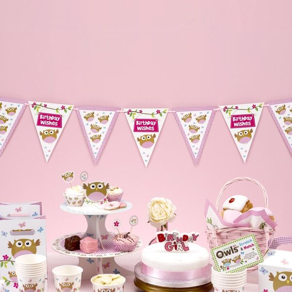 Kleine Eule Wimpelkette in Rosa für Babyparty zur Mädchen-Geburt 3,5m Kleine Eule Wimpelkette in Rosa für Babyparty zur Mädchen-Geburt 3,5m von Neviti
