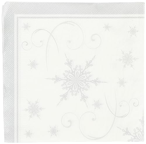Neviti 671796 Schimmernde Schneeflocken-Servietten, Mehrfarbig, 16.5 x 16.5 x 0.1 cm von Neviti