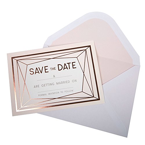 Neviti Geo Save The Date-Karten mit Umschlägen, Papier, Blush, 15 x 10.5 x 0.2 cm, 10 von Neviti