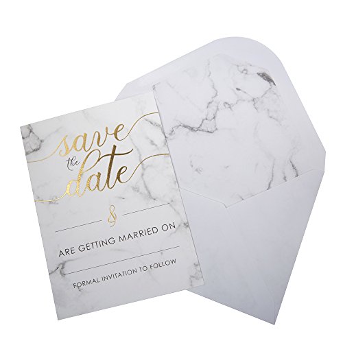 Neviti Geschriebene Marmor – Save The Date-Karten mit Umschlägen, Papier, Marble, 10 x 0.1 x 14.5 cm, 10 von Neviti