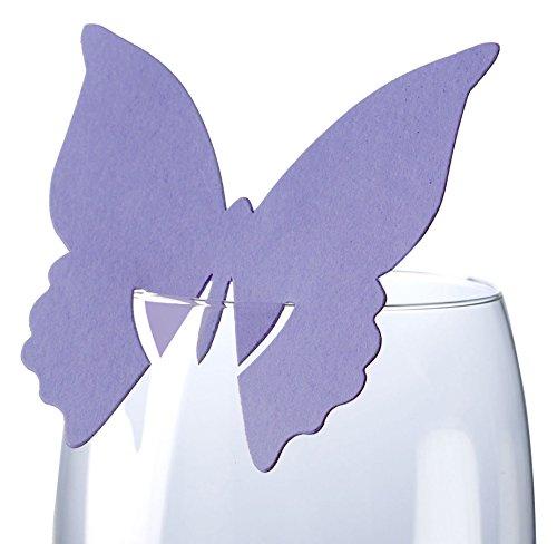 Neviti Tischkarte Schmetterling auf Glas, Papier, Flieder, 7.7 x 7.8 x 0.1 cm, 10 von Neviti