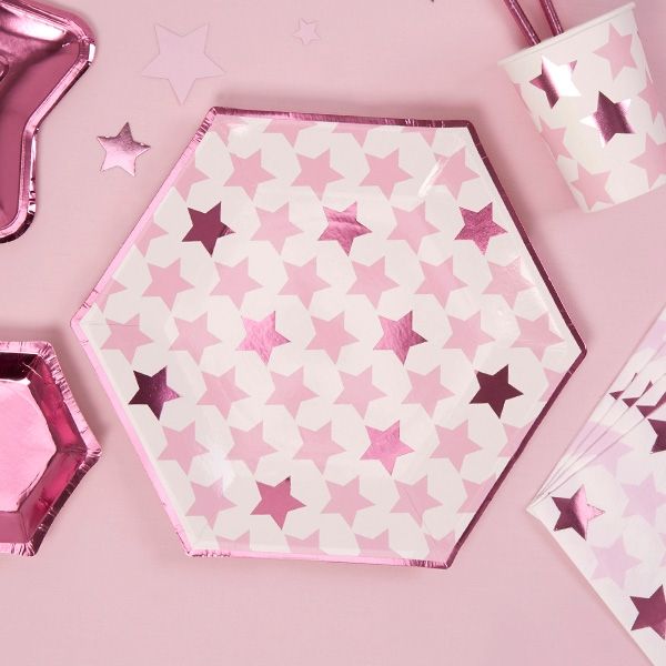 Partyteller "Kleiner Stern" in pink, 8er Pack Partyteller "Kleiner Stern" in pink, 8er Pack von Neviti