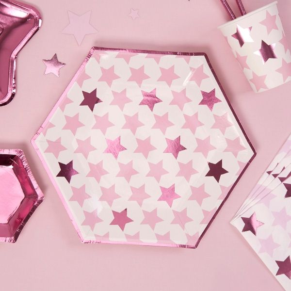 Partyteller "Kleiner Stern" in pink, 8er Pack von Neviti