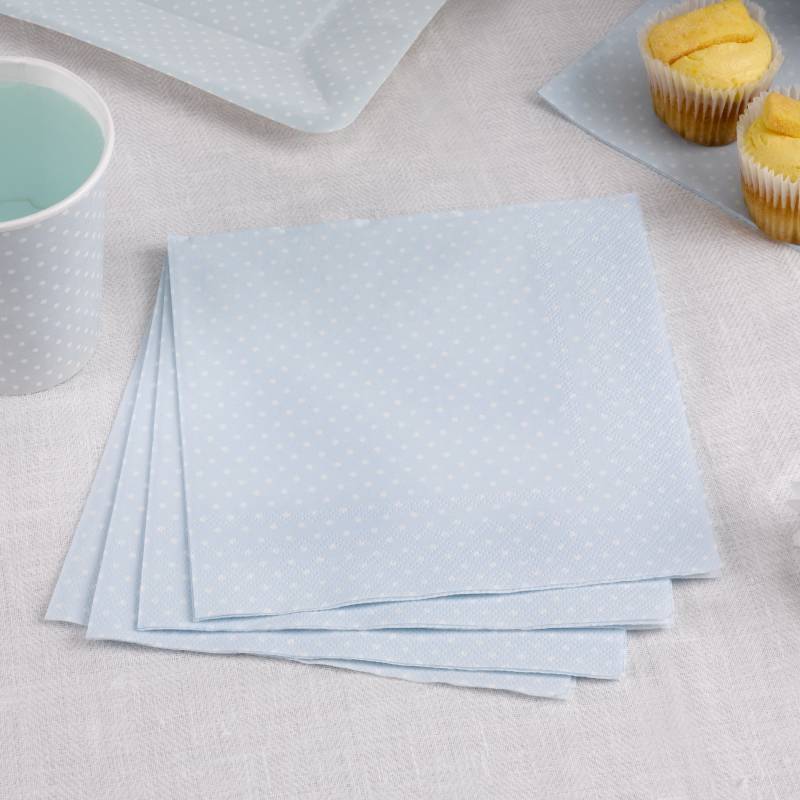Servietten in zartem blau mit weißen Punkten, 16 Stück, 33 cm Servietten in zartem blau mit weißen Punkten, 16 Stück, 33 cm von Neviti